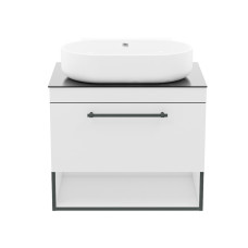 BLACK EDGE тумба подвесная 70см со столешницей 1 ящик, белая, IMPRESE (f32117W(1))