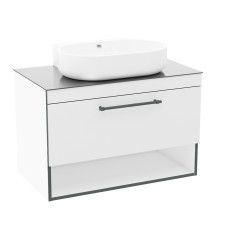 BLACK EDGE тумба подвесная 90см со столешницей 1 ящик, белая, IMPRESE (f32119W(1))