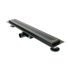 i-FLOW SS трап водовідвідний лінійний, AISI 304, решітка перфорована "лінія", 700 мм, чорний матовий, IMPRESE (d44700SB07)