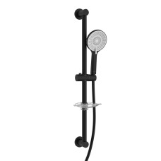 Гарнітур душовий, лійка SPR144, 120 мм, 3 режими, біла кришка, штанга 80 см, шланг PVC 170 см, мильниця, чорний, IMPRESE (f03800110NW)