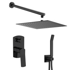 VOLLE система душова, прихований монтаж, змішувач SOLO, верхній душ 300х300мм (16008106+1510.031404+ZMK101901224+16009103), чорний матовий, VOLLE (SET20220113)