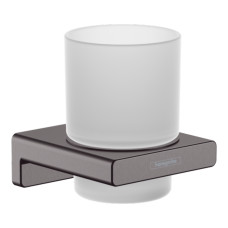 ADDSTORIS тримач для зубних щіток, шліфованний чорний хром, HANSGROHE (41749340)