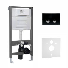 IMPRESE i1613, інсталяція для унітазу пневматична 4в1 (інсталяція, кріплення, прокладка, клавіша), чорний, пластик, IMPRESE (i1613)