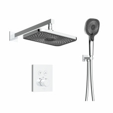 CENTRUM EQ система душова прихованого монтажу (термостат 2 функції, кнопки перемикання, душ 280*190 мм ABS, лійка 3 режими, шланг 1500 мм PVC), хром, IMPRESE (V-10300EQ)