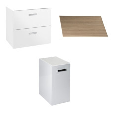 VICTORIA BASIC MODULAR комплект 89см: тумба 59см під накладний умивальник; модуль 30см із дверцятами; стільниця89 см; колір:білий/білий/дуб, ROCA (A85657580D)