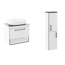 BLACK EDGE комплект мебели 90см, белый: тумба подвесная + умывальник накладной + пенал подвесной, IMPRESE (f32119W(3))
