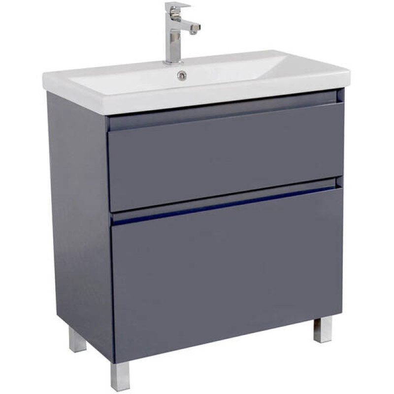 Аквародос Тумба AQUARODOS Еліт (графіт глянець) з умивальником Elite 80 см (підлогові) (11281)