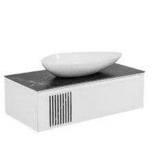 Тумба AQUARODOS Manhattan білий мат 100 см зі стільницею сірий мармур і умив. One 67 овал консольна (11141)