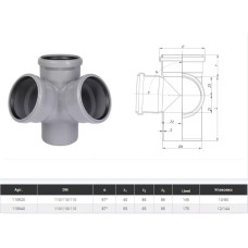 Хрестовина одноплощинна 50 мм, кут=67 ° 30'  Сірий (172900-05)