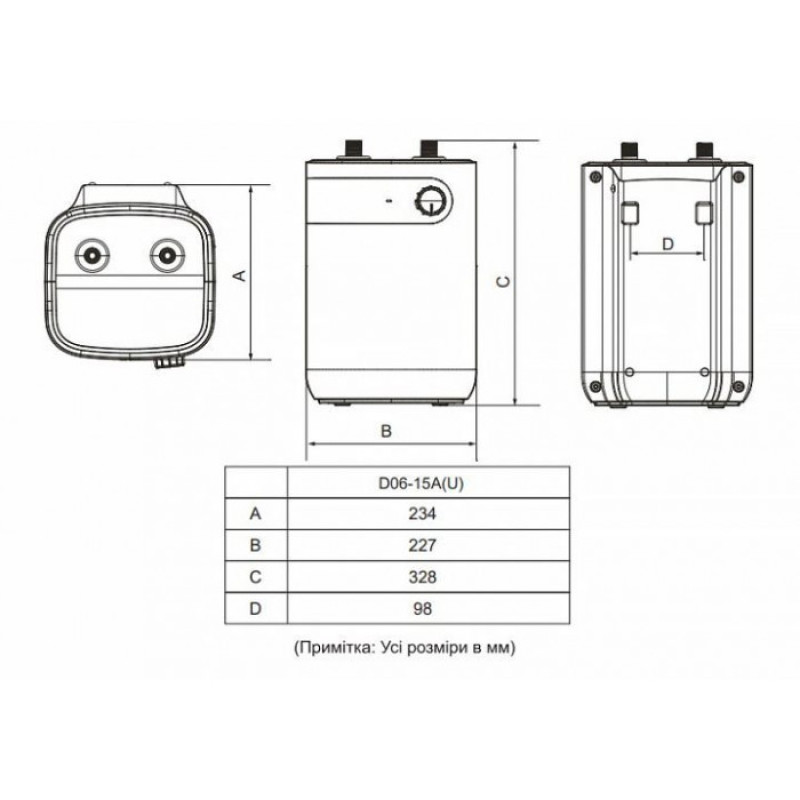 MIDEA Водонагрівач (бойлер) електричний 6 л. D06-15A(U)
