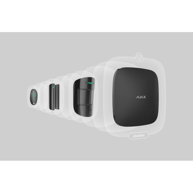 Ajax Комплект охоронної сигналізації StarterKit 2, hub2, motionprotect, doorprotect, spacecontrol, jeweller, бездротовий, чорний (000023479)