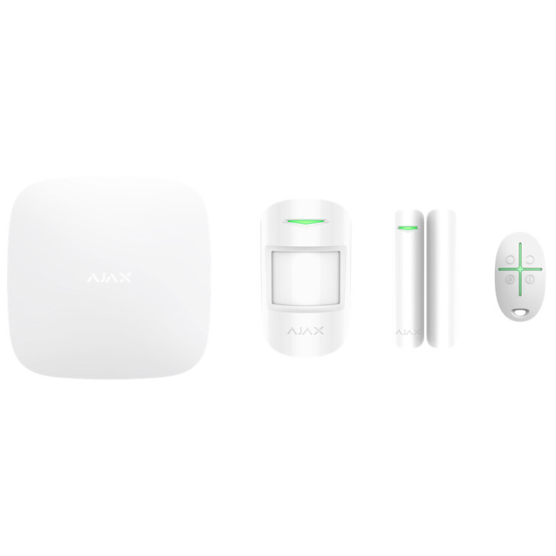 Ajax Комплект охоронної сигналізації StarterKit 2, hub2, motionprotect, doorprotect, spacecontrol, jeweller, бездротовий, білий (000023480)