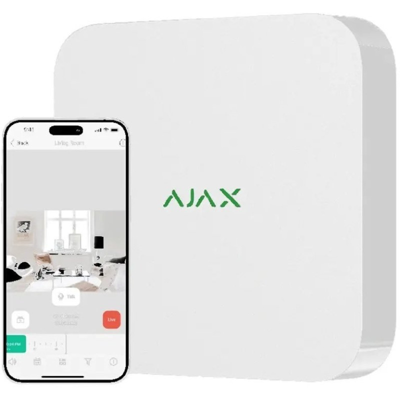 Ajax Мережевий відеореєстратор NVR, 8 каналів, jeweller, білий (000034516)