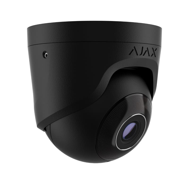Ajax IP-Камера дротова TurretCam, 8мп, 2.8мм, Poe, True WDR, IP 65, ІЧ 35м, аудіо, кут огляду 100° до 110°, купольна, чорна (000039324)
