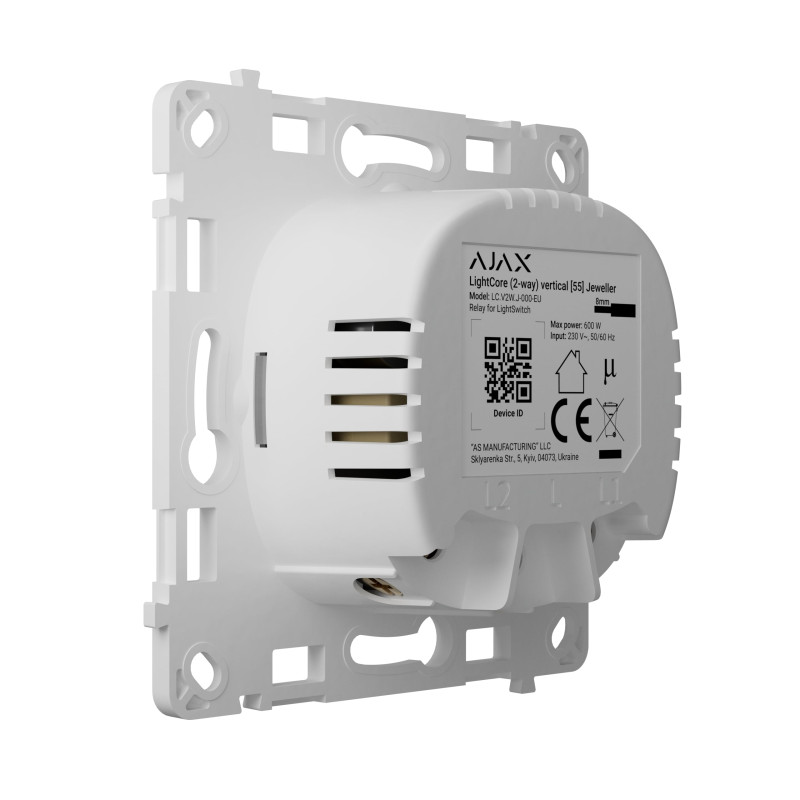 Ajax Реле одноклавішний вимикач прохідного типу LightCore Vertical 2-way for LightSwitch Jeweler, бездротовий (000046129)