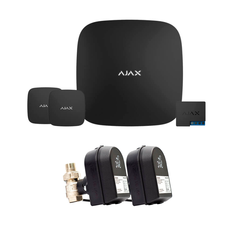 Neptun Ajax Hub 2 + LeaksProtect (2 ед.) + WallSwitch + кран с электроприводом Honeywell 220 DUO Ду32 (006444)