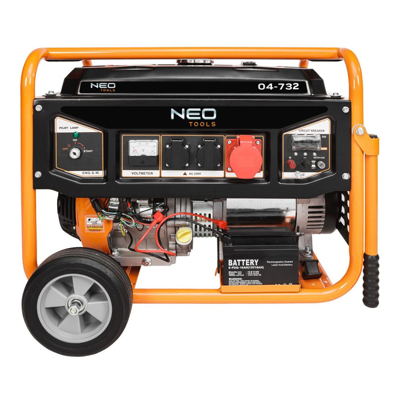 Генератор бензиновий Neo Tools 230/400В, 1/3 фази 7.0/7.5кВт, електростартер, IP23M, 90кг, 04-732