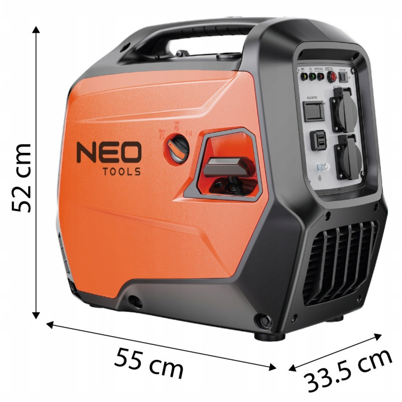 Генератор бензиновий інверторний Neo Tools 230В, 3/3.2кВт, ручний стартер, USB Type C 5, 22кг, 04-734