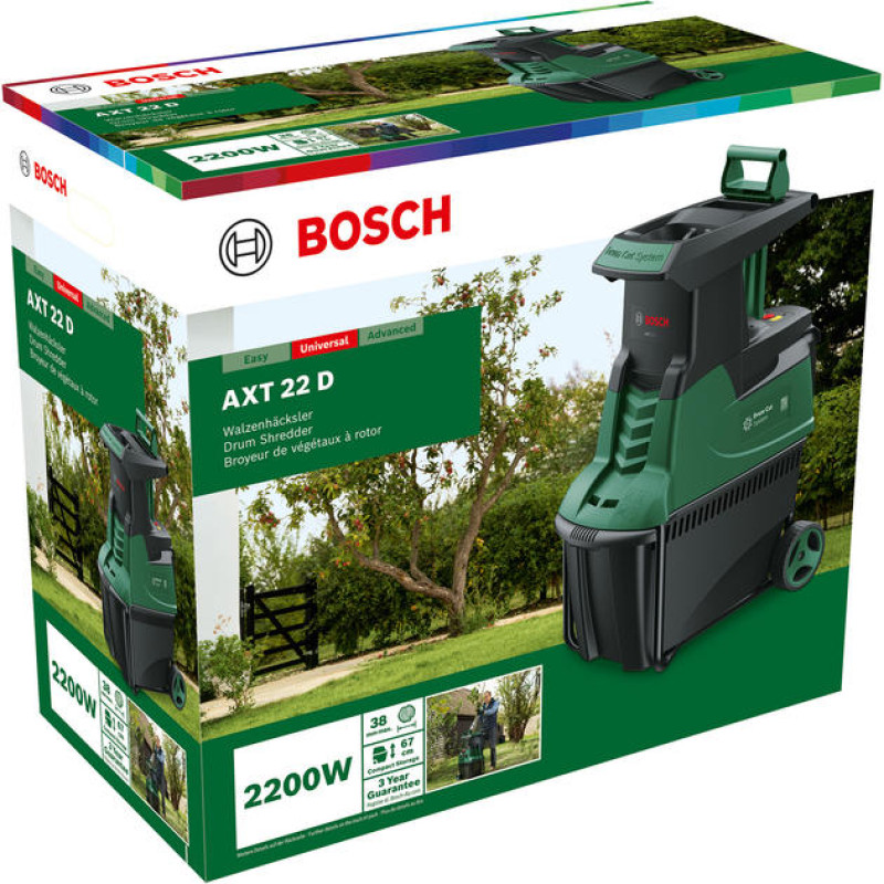 BOSCH Подрібнювач садовий AXT22D 2200Вт 40 об/хв 38мм 53 л. 31.3кг ріжуча система Turbine-Cut низькошумний (0600803003)