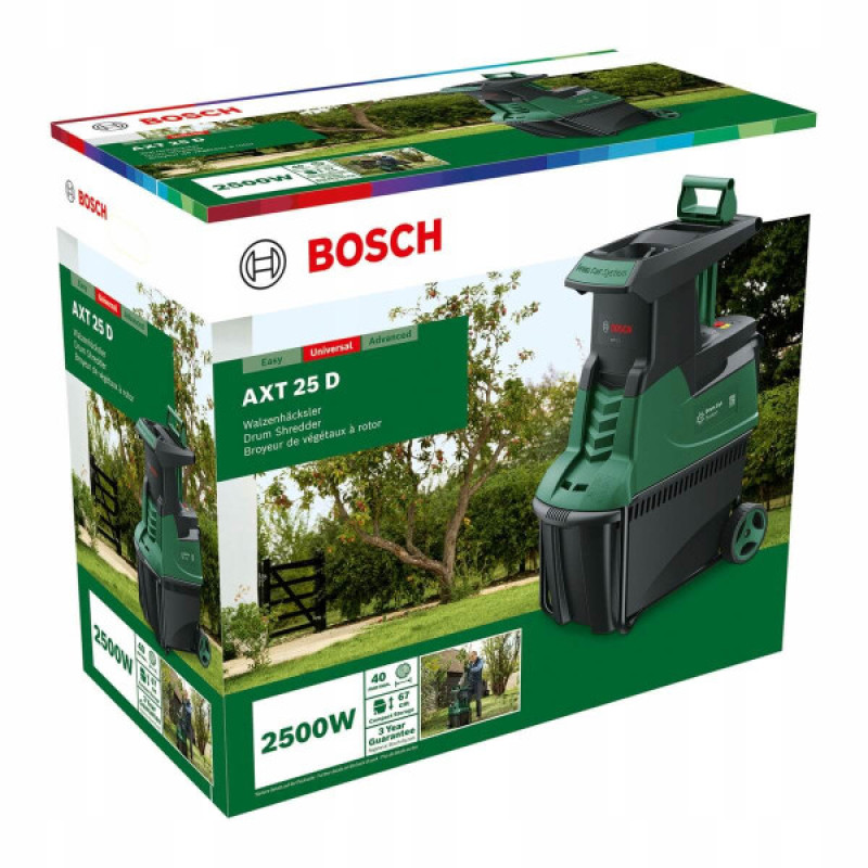 BOSCH Подрібнювач садовий AXT 25 D 2500Вт 40мм 31.3кг фреза низькошумний (0600803103)