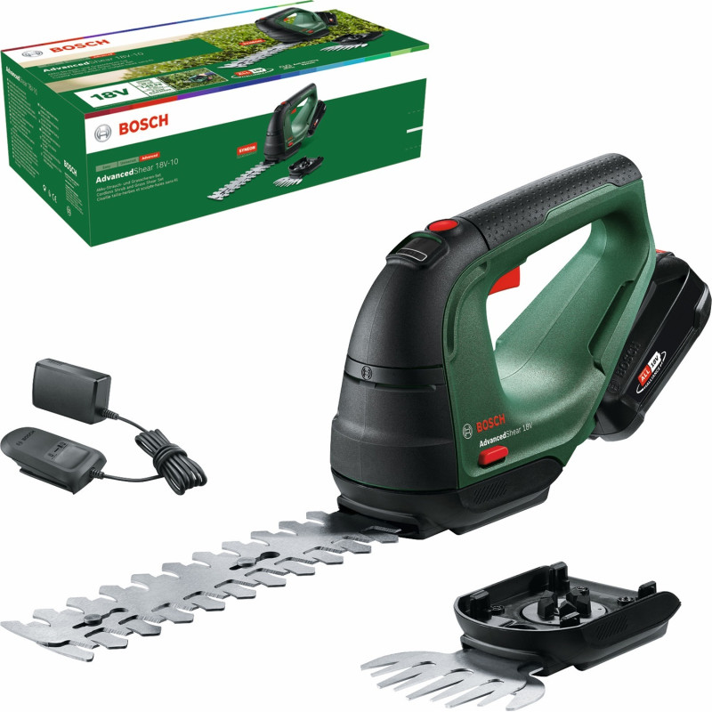 BOSCH Ножиці для трави акумуляторні AdvancedShear 18V-10+ насадка кущоріз 10/20см крок різу 8мм 1xPBA 2.0Ah 2.45кг (0600857000)