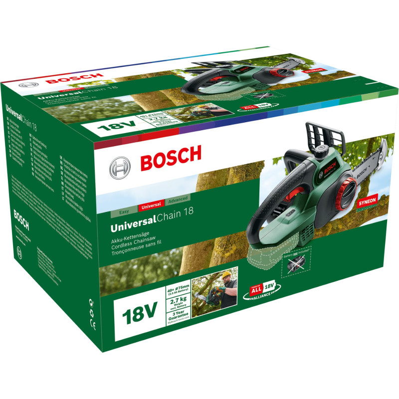 BOSCH Пила ланцюгова акумуляторна UniversalChain 18 18В шина 20см 3кг без АКБ і ЗП (06008B8001)
