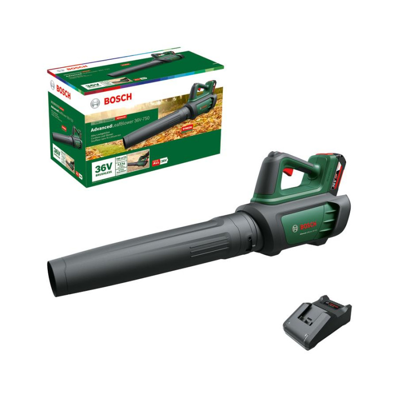BOSCH Повітродув садовий акумуляторний AdvancedLeafBlower 36В-750 АКБ 1х2А·год ЗП 200км/год 3.5кг (06008C6000)
