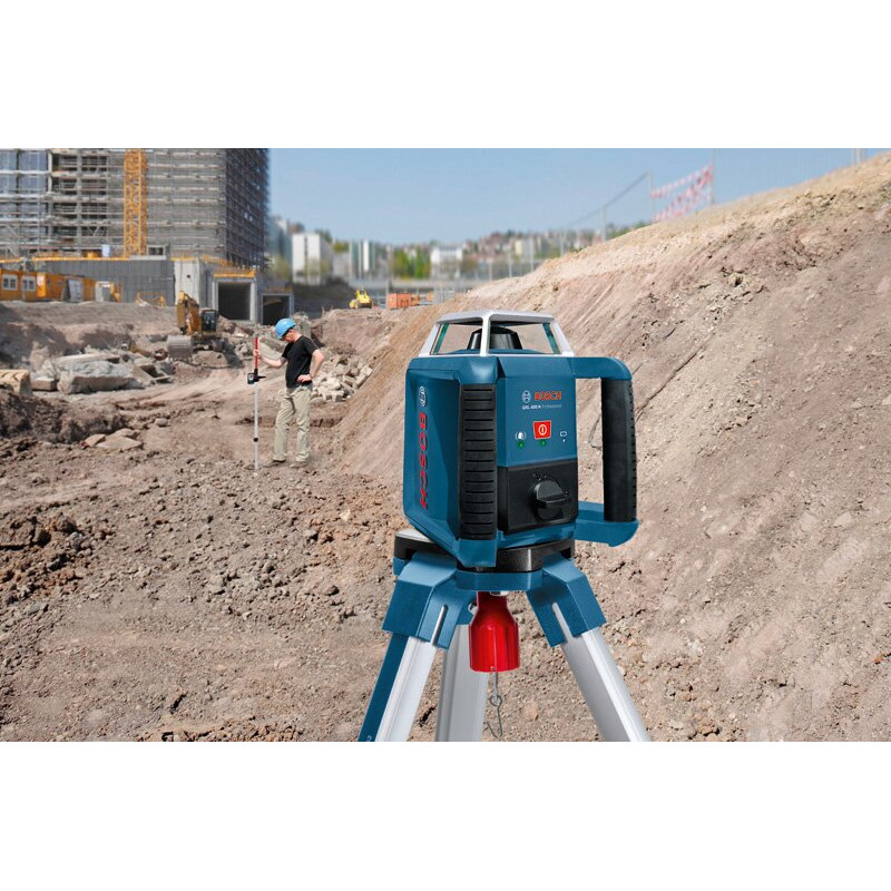 BOSCH Нівелір лазерний ротаційний Professional GRL 400 H, 20м/з приймачем 400м, ±0.08мм/м, 600 об/хв, IP54, 2кг, кейс, приймач LR1, АКБ, ЗП (0601061800)