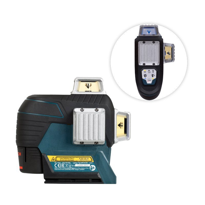 BOSCH Нівелір лазерний GLL 3-80 C, акумуляторний 12В, Акб 2Аг, до 24м/120м, ±0,2мм/м, +LR7 +BM1, L-Boxx, IP 54 (0601063R05)