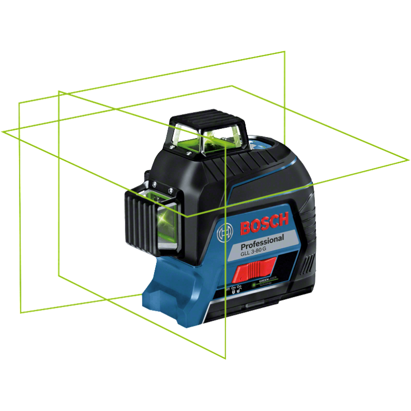 BOSCH Нівелір лазерний GLL 3-80 G, до 30м з приймачем 120м, ±0.3мм/м, кейс, 0.82кг (0601063Y00)