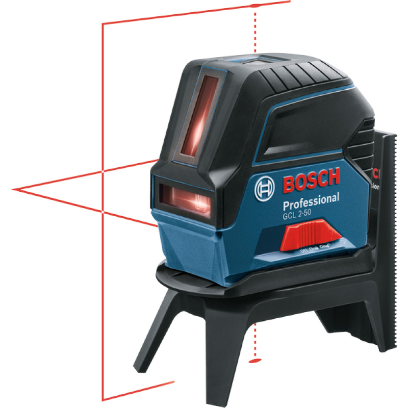 BOSCH Нівелір лазерний GCL2-50+RM1+BM3 до 20м, ±0.3мм/м, 4AAx1.5В, IP54, чохол, мішеннь, кейс, 0.6кг (0601066F02)