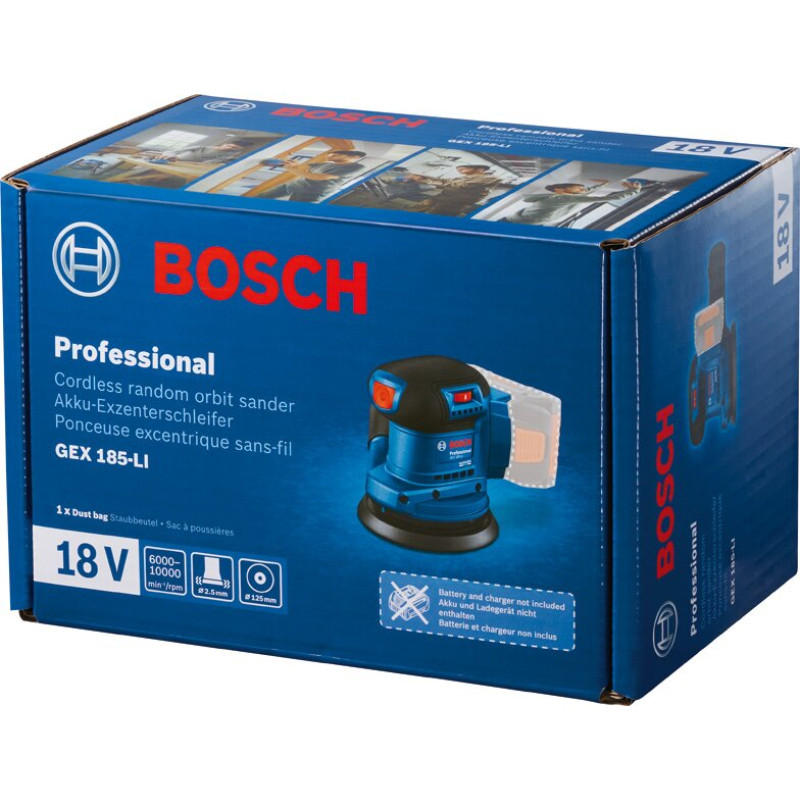 BOSCH GEX 185-LI Professional Ексцентрикові шліфувальні машини (06013A5020)