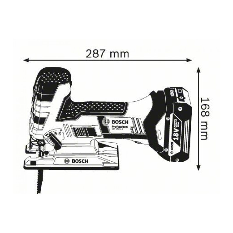 BOSCH Лобзик GST 18 V-LI S акумуляторний 18В 0-2700об·хв хід 23мм 2.4кг без АКБ та ЗП (06015A5100)