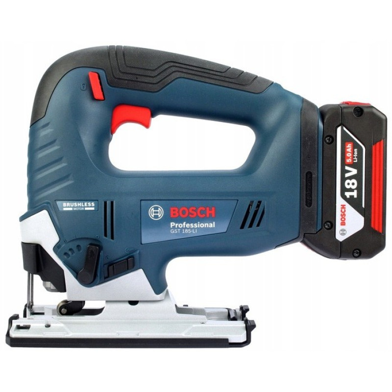 BOSCH Лобзик GST 185-LI, акумуляторний 18В, Акб 4Аг, 0-3500 об/хв, хід 26мм, кейс, 2кг (06015B3023)