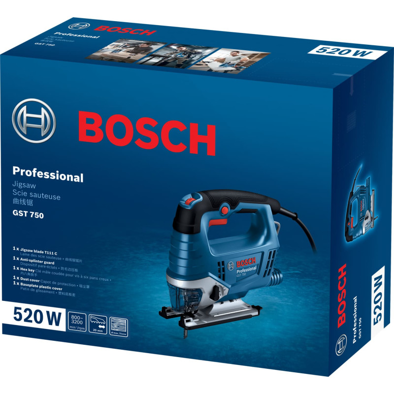 BOSCH Лобзик GST 750 520Вт SDS 800-3200об·хв хід 20 мм 23кг кейс (06015B4121)