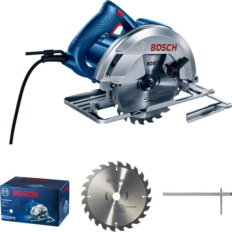 BOSCH Пила дискова GKS 140 1400Вт 184мм 3.7кг 20мм + пиляльний диск Eco for wood (06016B3020)
