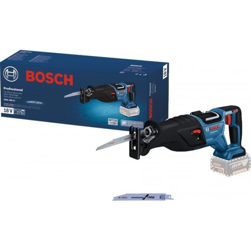 BOSCH Пила шабельна акумуляторна GSA 185-LI, 18 В, пропил 230мм, хід 28мм, 3.2кг без АКБ та ЗП (06016C0020)