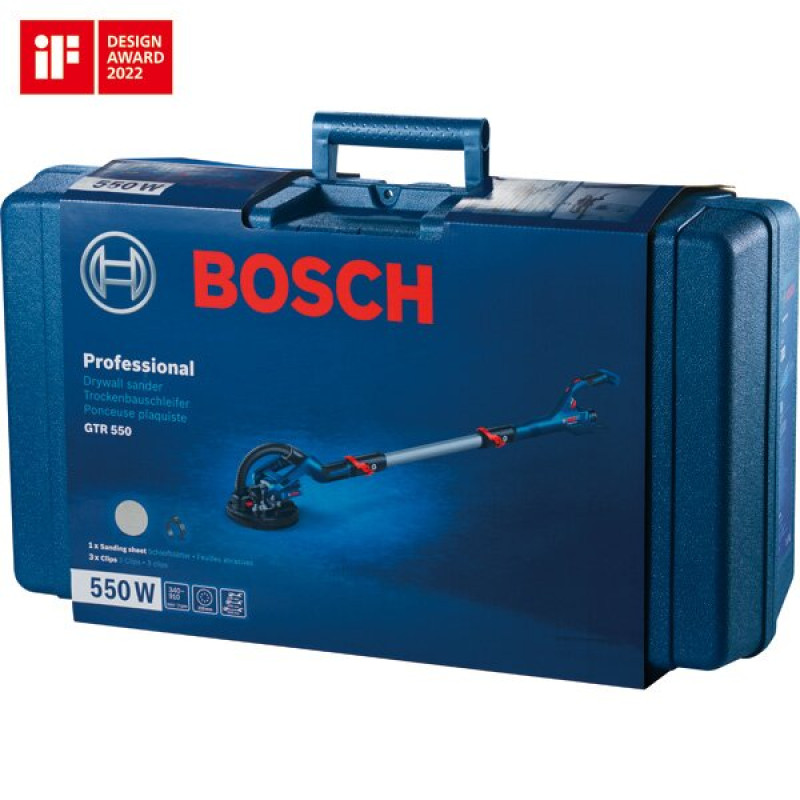 BOSCH Шліфувальна машина для стін та стелі GTR 550, 550 Вт,340-910 об/хв, 225мм, 4.8 кг (06017D4020)