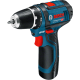 BOSCH Шурупокрут-дриль акумуляторний GSR 12V-15 12В 2х2А/год 15-30Нм 0-400/400-1300об·хв 1кг набір 10 біт кейс (060186810G)