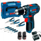 BOSCH Шурупокрут-дриль акумуляторний GSR 12V-15 2х2А·год 30Нм 400·1300об·хв 0.89кг GAL 12V-20 + набір ручного інструменту (060186810R)