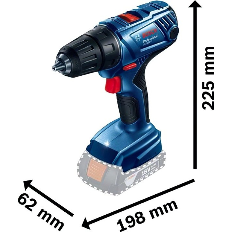 BOSCH Шурупокрут-дриль акумуляторний GSR 180-LI 18В 2х2А·год 54Нм 450·1700об·хв 1.6кг (06019F8109)