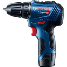 BOSCH Шурупокрут-дриль акумуляторний GSR 12V-30, 12В 2х2Аг, 18/30 Нм, 20+1, 420/1600об/хв, ЗП, кейс, набір оснастки, 0.89 кг (06019G9001)