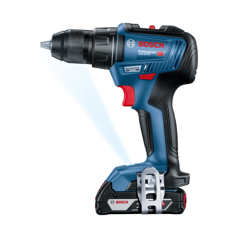 BOSCH Шурупокрут-дриль акумуляторний GSR 18 V-50, 18В 2x2Aг, 50Нм,20+1, 460/1800об/хв, 1кг (06019H5000)