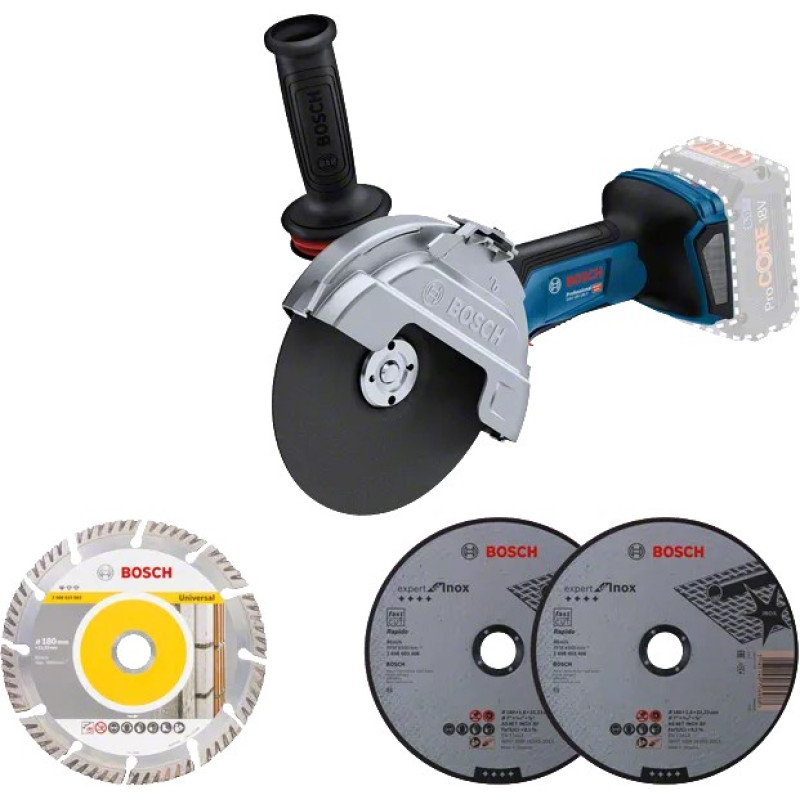 BOSCH Шліфмашина кутова акумуляторна GWS 182P 125 мм 18В 2800-9000об·хв без АКБ та ЗП 1,7кг (06019H6L01)