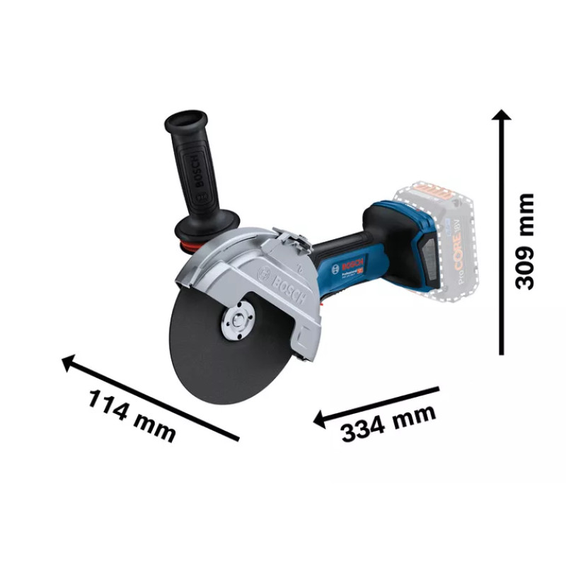 BOSCH Шліфмашина кутова акумуляторна GWS 182P 125 мм 18В 2800-9000об·хв без АКБ та ЗП 1,7кг (06019H6L01)