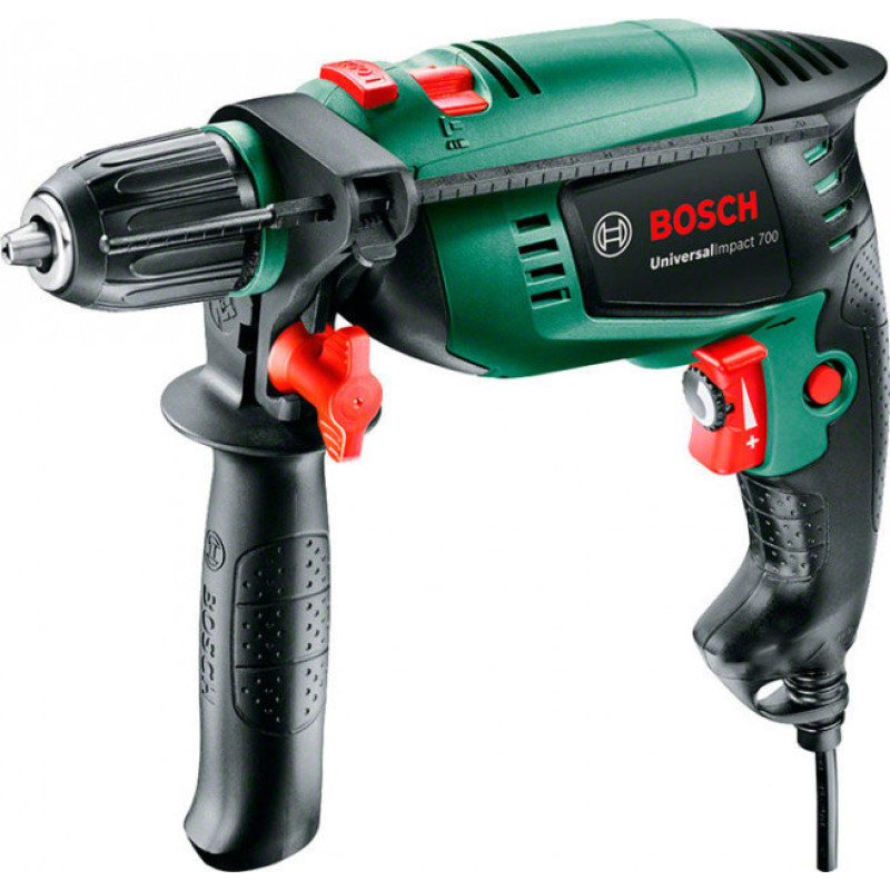 BOSCH Дриль ударний UniversalImpact 700 + 39 шт, 700Вт, 3000 об/хв, ШЗП, 1.7кг, 39 насадок, кейс (060313100A)