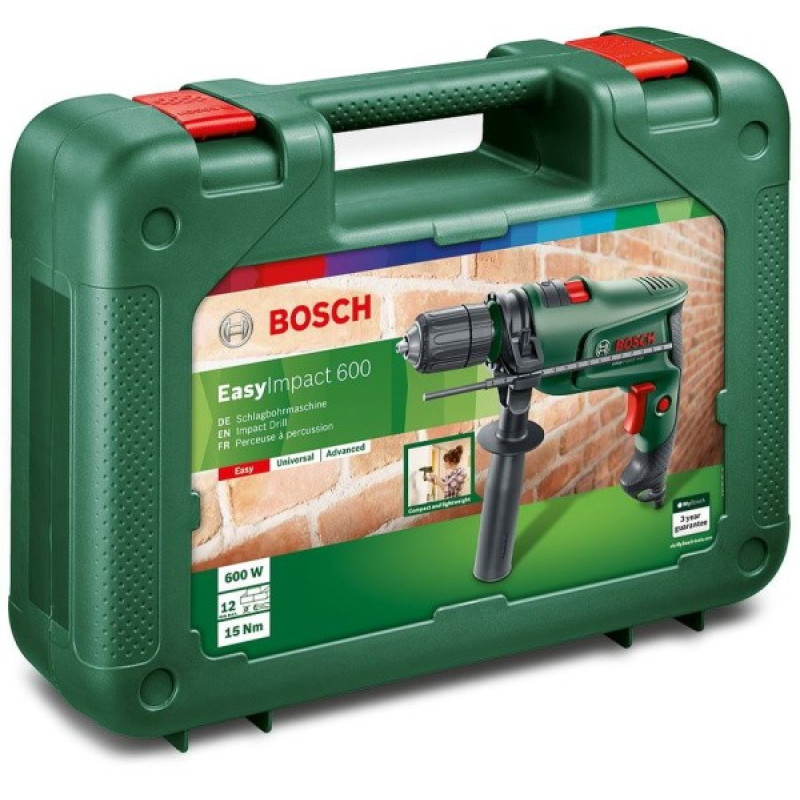 BOSCH Дриль ударний EasyImpact 600, 600Вт, ШЗП, 3000 об/хв, 1.7 кг, кейс (0603133020)