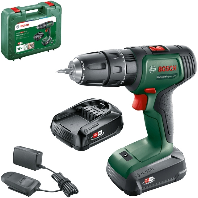 BOSCH Шурупокрут-дриль акумуляторний UniversalImpact 18В 2х1.5А·год 20Нм 0-440·0-1450об·хв кейс ЗП 1.3кг (06039D4102)