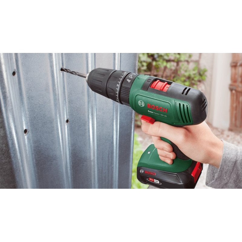 BOSCH Шурупокрут-дриль акумуляторний EasyImpact 18V-40 18В 2х2А·год 20·38Нм 0-430·0-1630об·хв кейс ЗП 1.4кг (06039D8108)