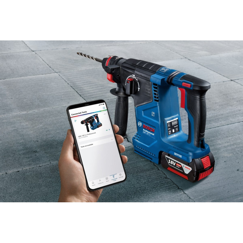 BOSCH Перфоратор GBH 187-LI ONE Chuck акумуляторний, 2*18 В 5 Аг, с 2 акб GBA 18V 5.0Ah, 2.4 Дж, 980 об/хв, 2.9 кг (0611923121)